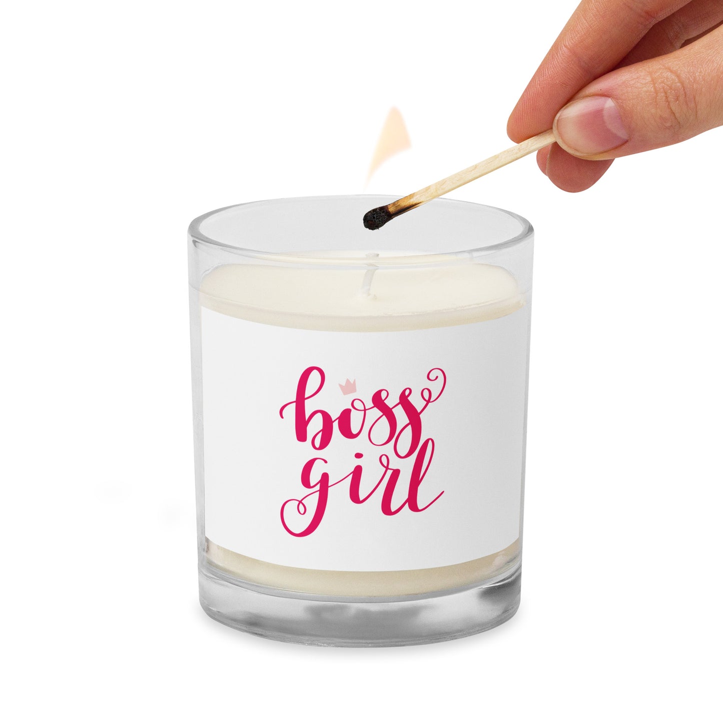 Glass jar soy wax candle girl boss by BG